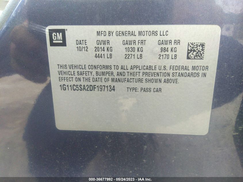 2013 CHEVROLET MALIBU LT - 1G11C5SA2DF197134