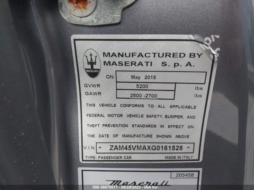 2016 MASERATI GRANTURISMO CONVERTIBLE SPORT/MC/MC CENTENNIAL - ZAM45VMAXG0161528