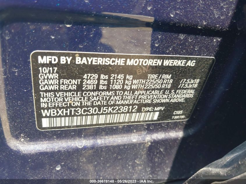2018 BMW X1 XDRIVE28I - WBXHT3C30J5K23812