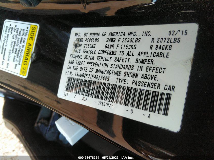 2015 ACURA TLX V6 - 19UUB2F31FA017449