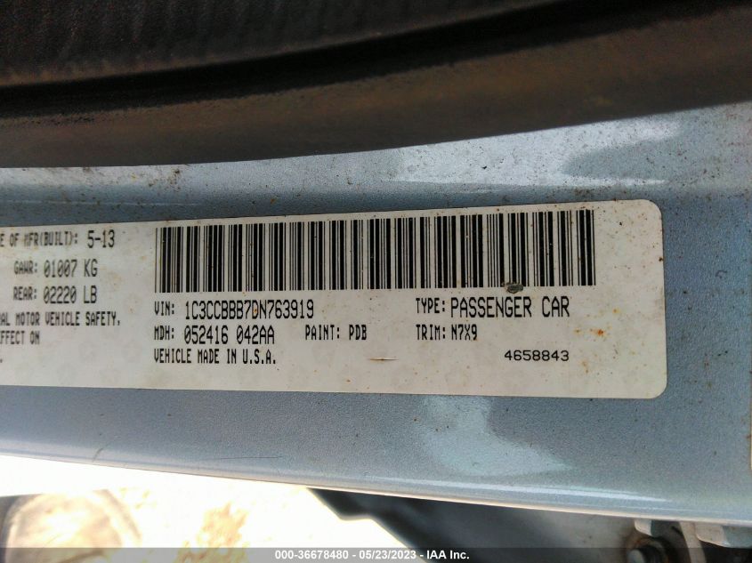 2013 CHRYSLER 200 TOURING - 1C3CCBBB7DN763919