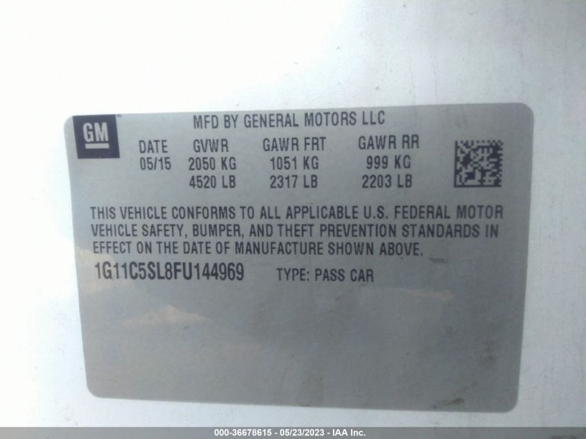 2015 CHEVROLET MALIBU LT - 1G11C5SL8FU144969