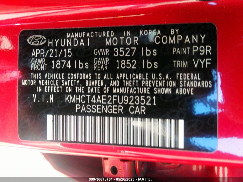 2015 HYUNDAI ACCENT GLS - KMHCT4AE2FU923521