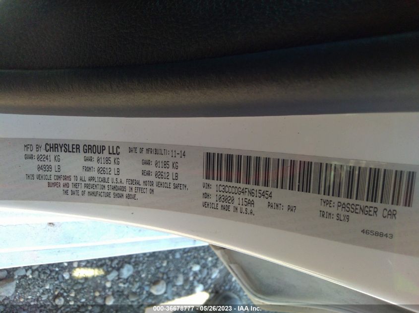 2015 CHRYSLER 200 S - 1C3CCCDG4FN615454