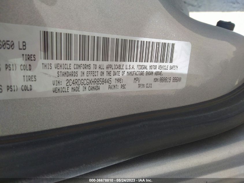 2017 DODGE GRAND CARAVAN SXT - 2C4RDGCGXHR858445