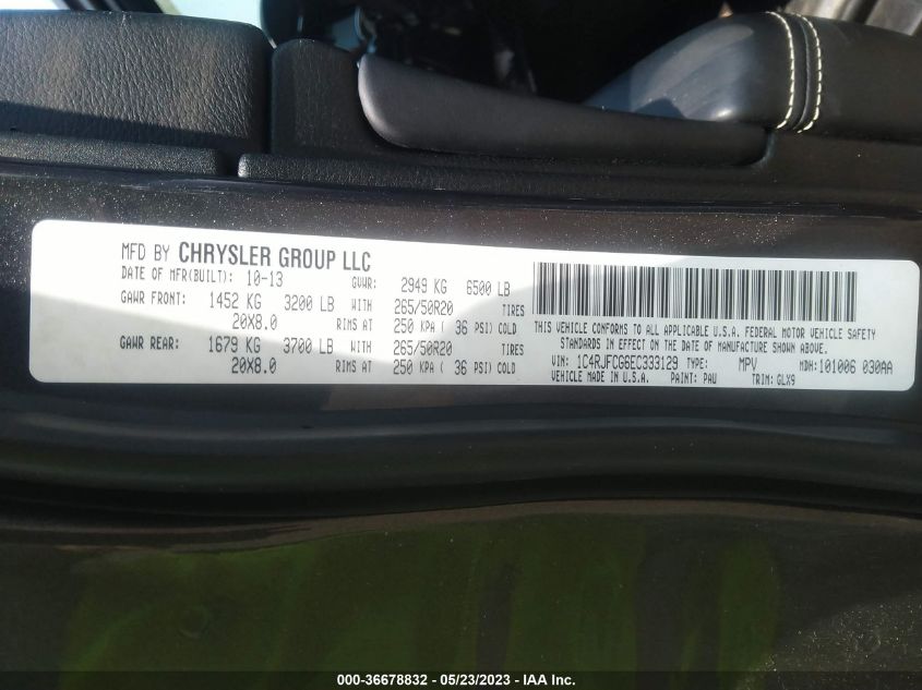 2014 JEEP GRAND CHEROKEE OVERLAND - 1C4RJFCG6EC333129