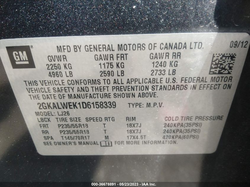 2013 GMC TERRAIN SLT - 2GKALWEK1D6158339