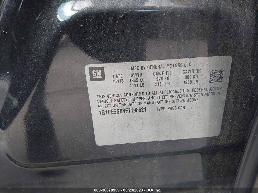 2015 CHEVROLET CRUZE LT - 1G1PE5SB4F7198621