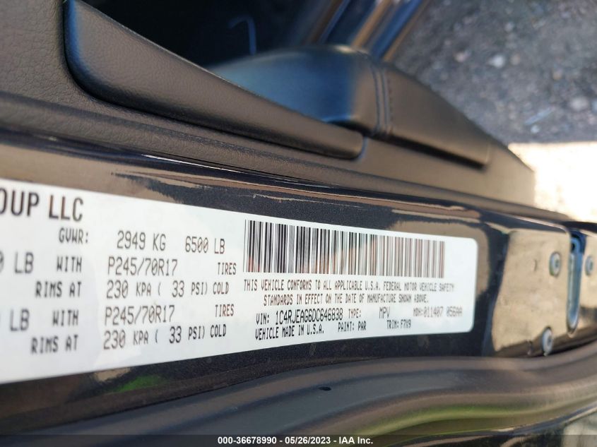 2013 JEEP GRAND CHEROKEE LAREDO - 1C4RJEAG6DC646838