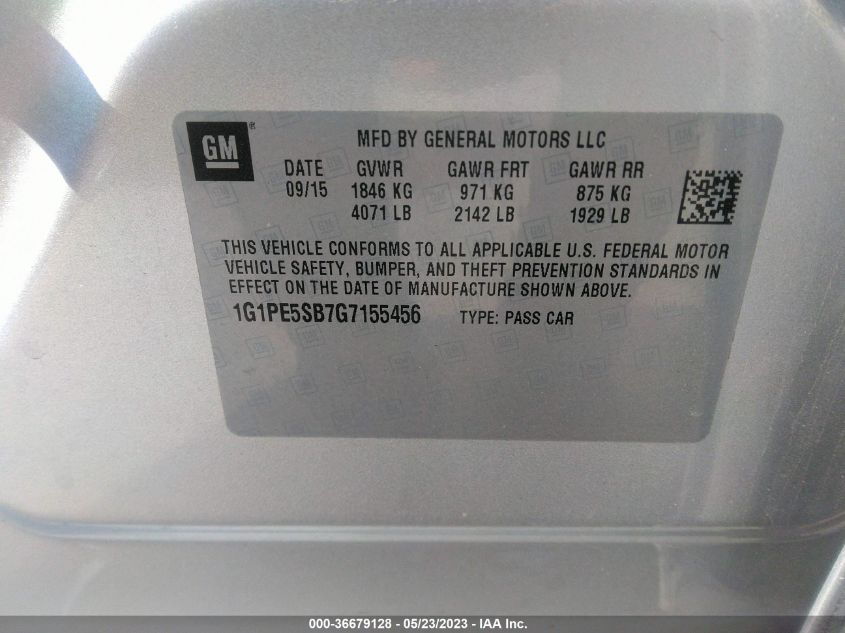 2016 CHEVROLET CRUZE LIMITED LT - 1G1PE5SB7G7155456