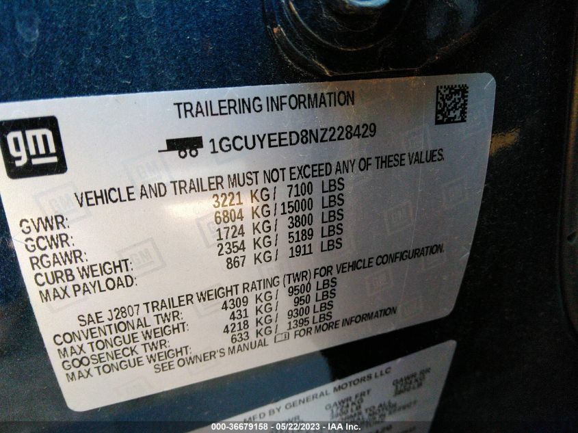 2022 CHEVROLET SILVERADO 1500 LTD RST - 1GCUYEED8NZ228429