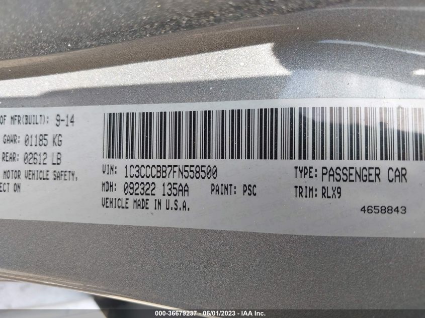 2015 CHRYSLER 200 S - 1C3CCCBB7FN558500