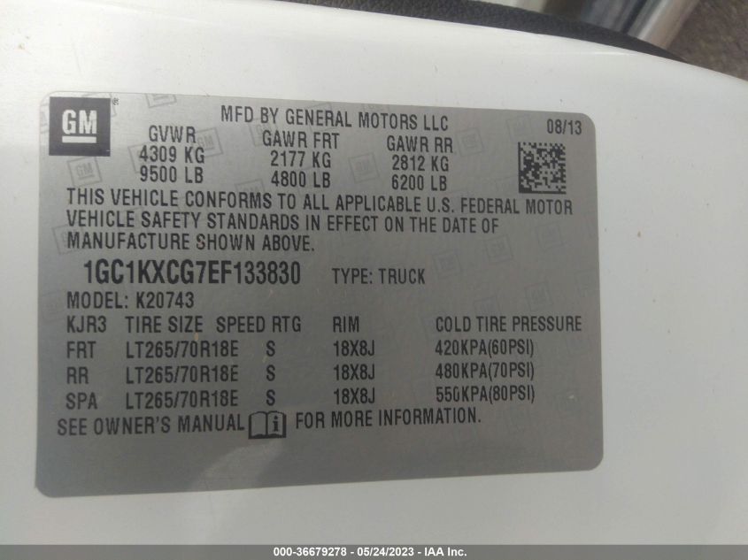 2014 CHEVROLET SILVERADO 2500HD LT - 1GC1KXCG7EF133830