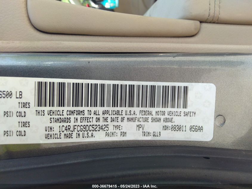 2013 JEEP GRAND CHEROKEE OVERLAND - 1C4RJFCG9DC523425