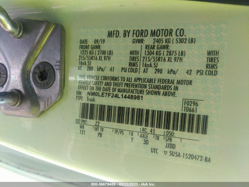 2020 FORD TRANSIT CONNECT VAN XLT - NM0LE7F24L1448981