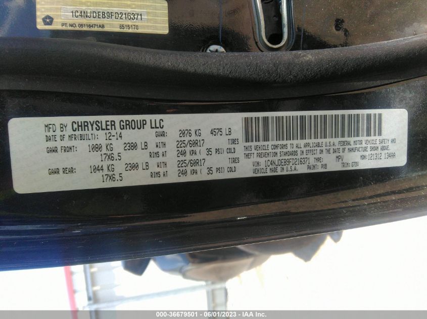 2015 JEEP COMPASS LATITUDE - 1C4NJDEB9FD216371