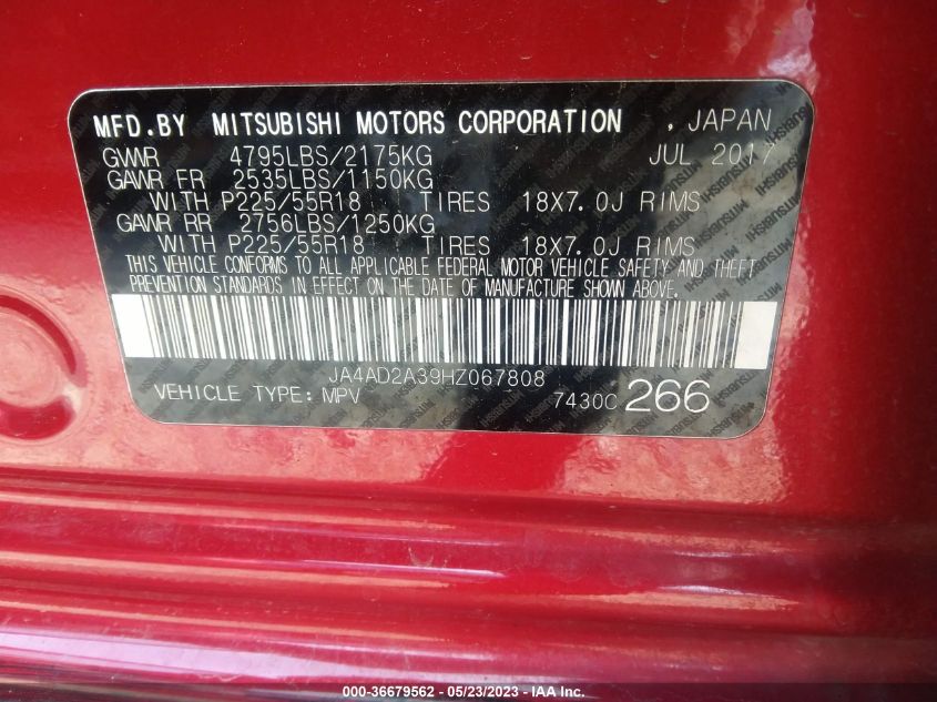 2017 MITSUBISHI OUTLANDER ES - JA4AD2A39HZ067808