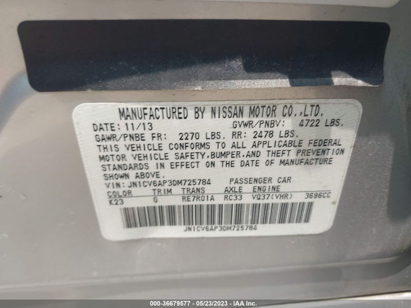 2013 INFINITI G37 SEDAN JOURNEY - JN1CV6AP3DM725784