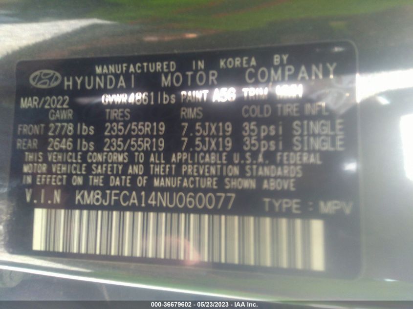 2022 HYUNDAI TUCSON HYBRID SEL CONVENIENCE - KM8JFCA14NU060077