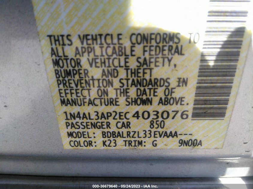 2014 NISSAN ALTIMA 2.5 - 1N4AL3AP2EC403076