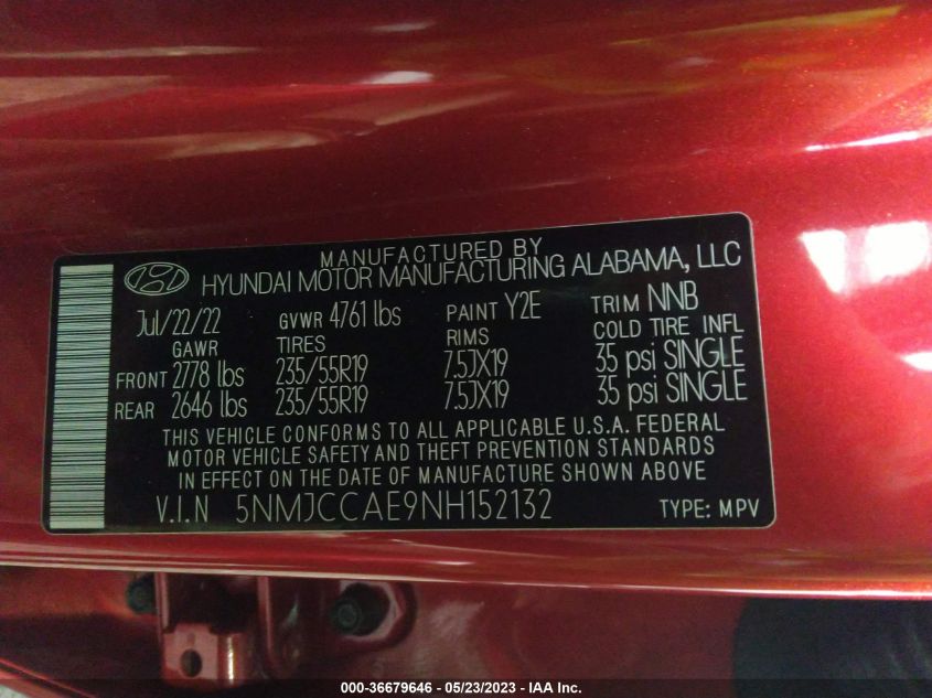 2022 HYUNDAI TUCSON SEL - 5NMJCCAE9NH152132