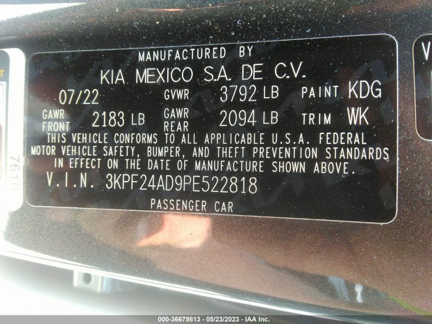 2023 KIA FORTE LXS - 3KPF24AD9PE522818