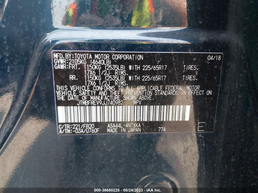 2018 TOYOTA RAV4 LE - JTMBFREV9JJ740982