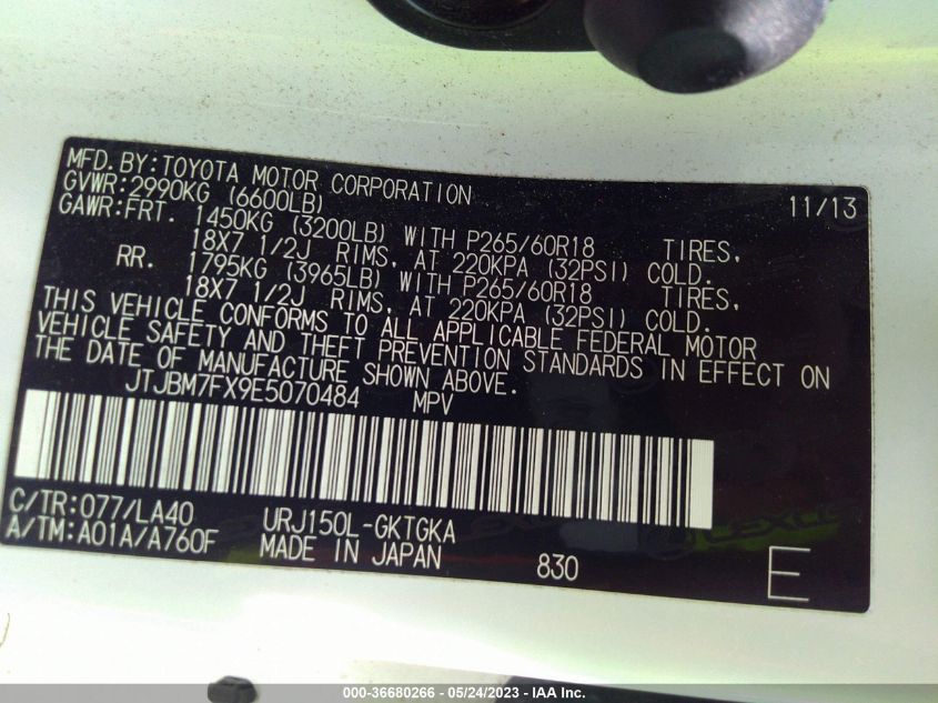 2014 LEXUS GX 460 JTJBM7FX9E5070484