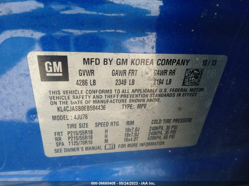 2014 BUICK ENCORE - KL4CJASB0EB584436
