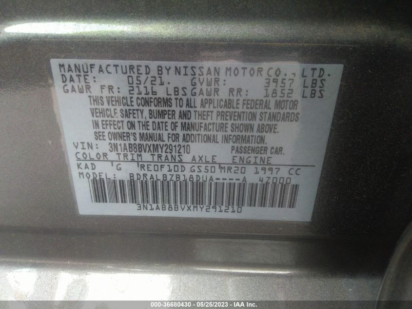 2021 NISSAN SENTRA S - 3N1AB8BVXMY291210