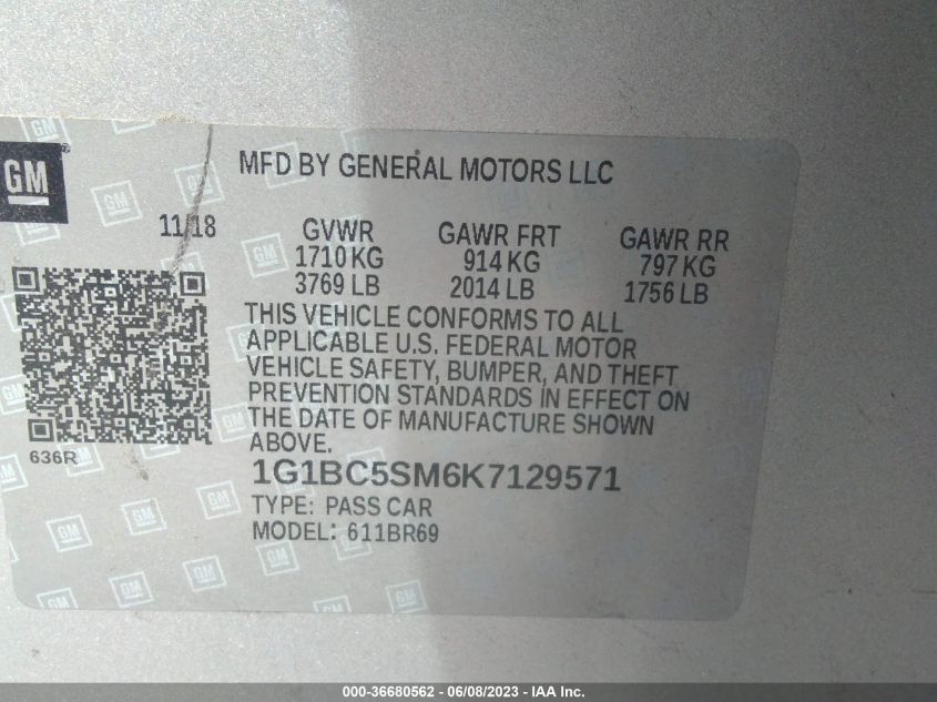 2019 CHEVROLET CRUZE LS - 1G1BC5SM6K7129571