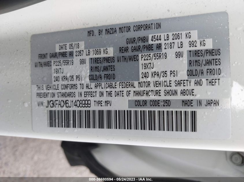 2018 MAZDA CX-5 TOURING - JM3KFACM6J1408999