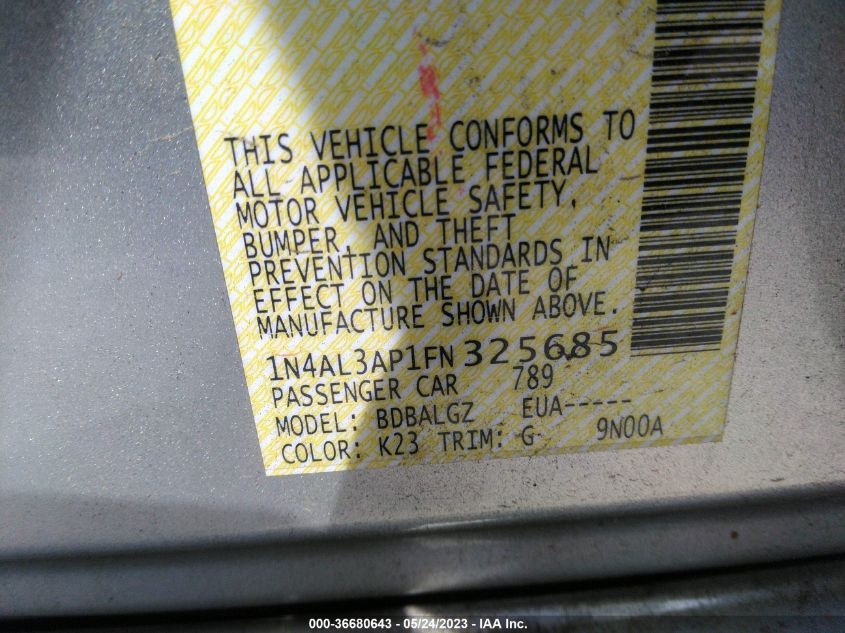 2015 NISSAN ALTIMA 2.5 - 1N4AL3AP1FN325685