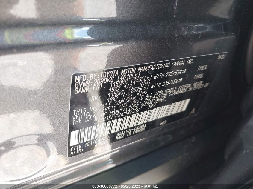 2022 TOYOTA RAV4 XLE PREMIUM - 2T3C1RFV5NC192330