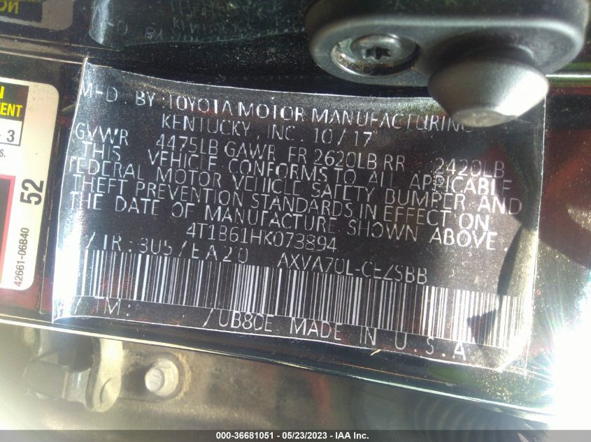 2018 TOYOTA CAMRY XSE - 4T1B61HK0JU073894