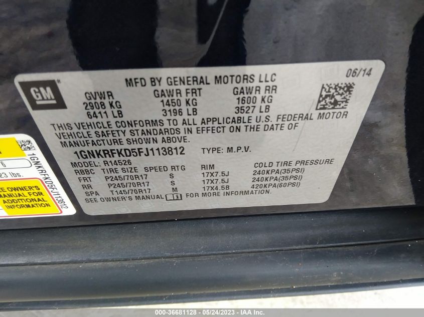 2015 CHEVROLET TRAVERSE LS - 1GNKRFKD5FJ113812