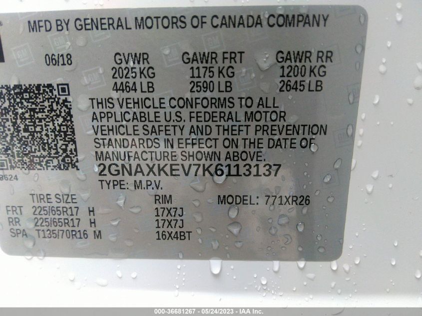 2019 CHEVROLET EQUINOX LT - 2GNAXKEV7K6113137