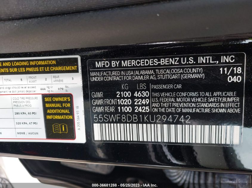 2019 MERCEDES-BENZ C-CLASS C 300 - 55SWF8DB1KU294742