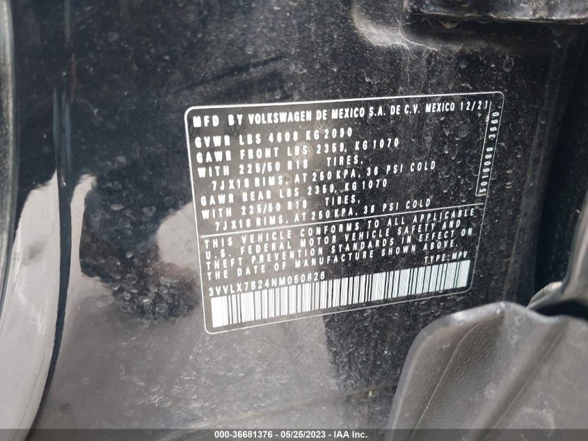 2022 VOLKSWAGEN TAOS SE - 3VVLX7B24NM050826