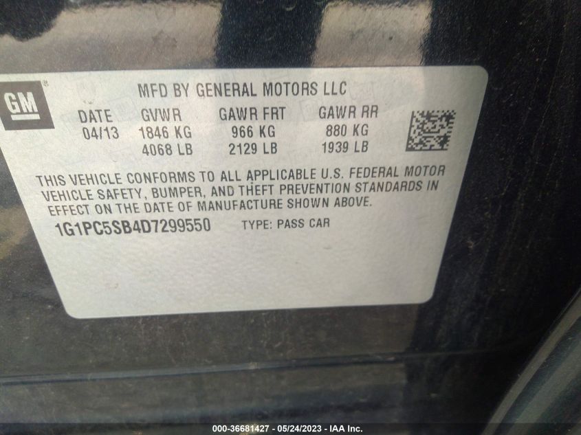 2013 CHEVROLET CRUZE 1LT - 1G1PC5SB4D7299550
