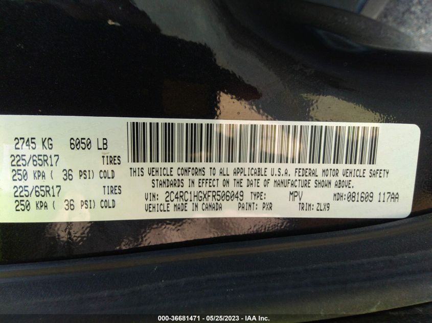 2015 CHRYSLER TOWN & COUNTRY S - 2C4RC1HGXFR506049