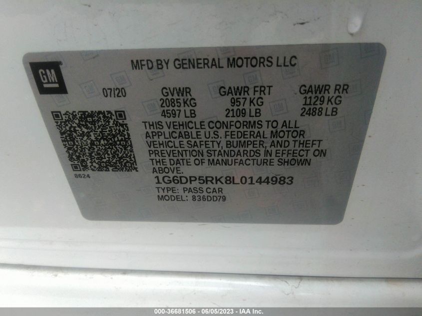 2020 CADILLAC CT5 SPORT 1G6DP5RK8L0144983