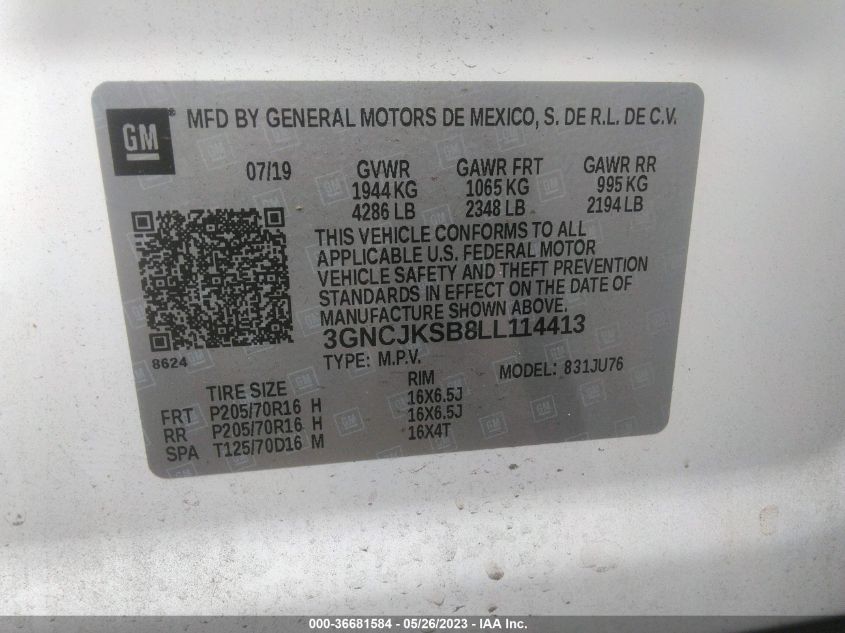 2020 CHEVROLET TRAX LS - 3GNCJKSB8LL114413