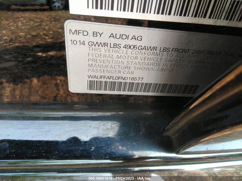 2015 AUDI A4 PREMIUM PLUS - WAUFFAFL0FN016577
