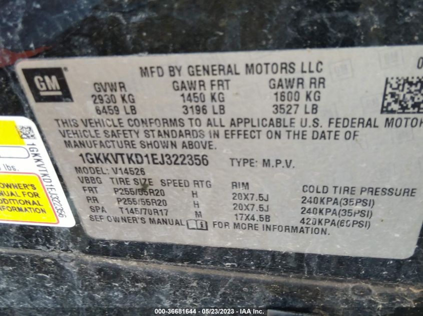 2014 GMC ACADIA DENALI - 1GKKVTKD1EJ322356