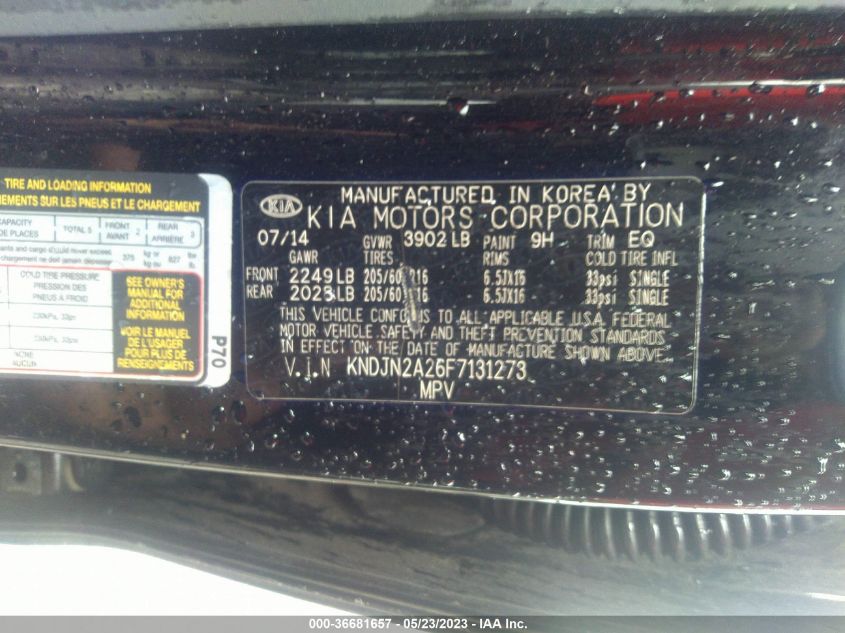 2015 KIA SOUL BASE - KNDJN2A26F7131273