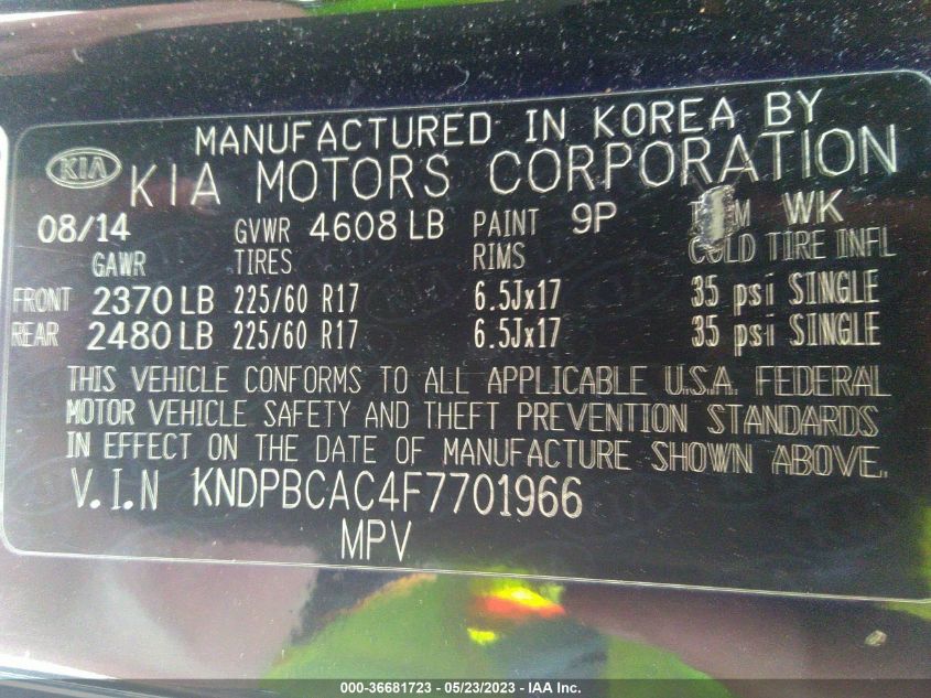 2015 KIA SPORTAGE LX - KNDPBCAC4F7701966