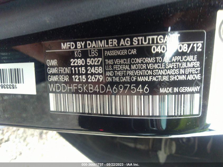 2013 MERCEDES-BENZ E-CLASS E 350 - WDDHF5KB4DA697546