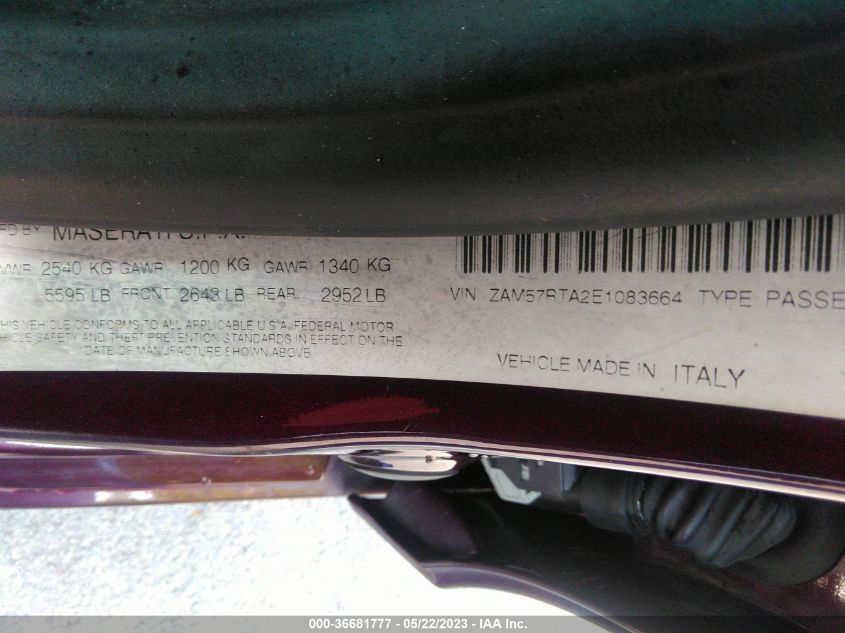 2014 MASERATI GHIBLI S Q4 ZAM57RTA2E1083664