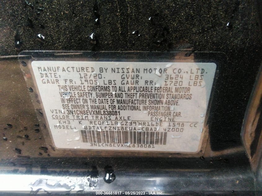 2021 NISSAN VERSA SV - 3N1CN8EVXML838081